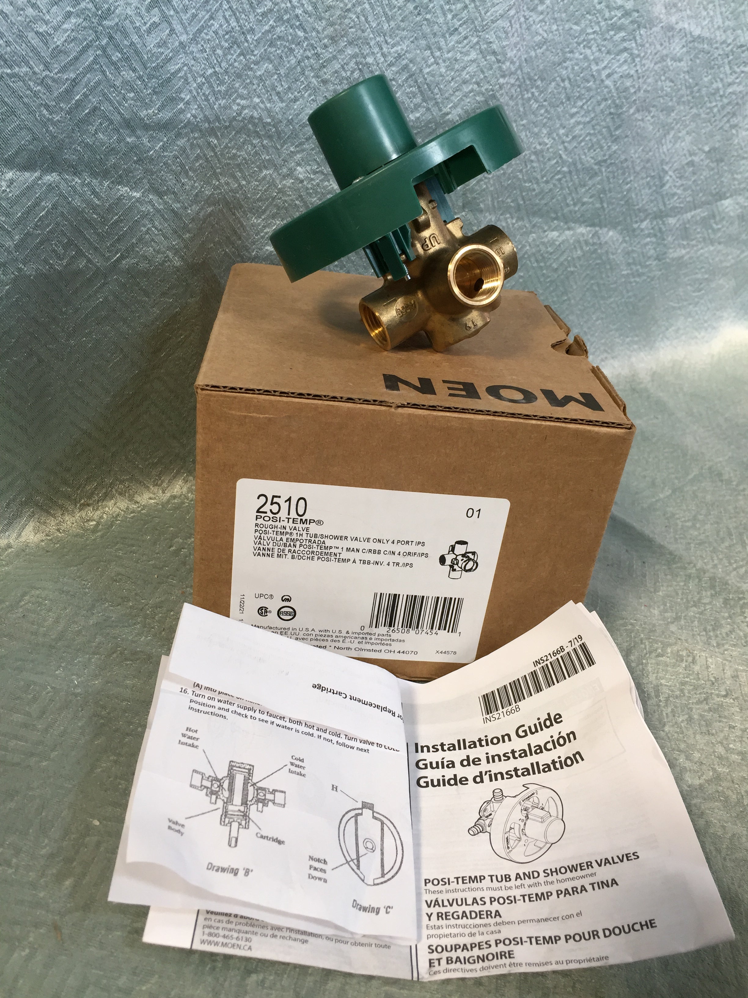 Moen 2510 Brass Posi-Temp Pressure Balancing Tub & Shower Valve - 1/2 Inch IPS (7625897214190)